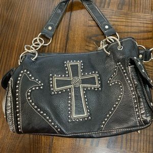 Country road black cross leather purse
